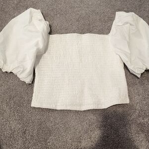 White cropped shirt